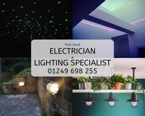 Some different types of lighting we can install. LED tape, bespoke custom made lights, fibre optic 'starry sky' lights and outdoor lighting.