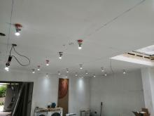 Lots of Gu10 downlights installed by an electrician using the architects drawings in Chippenham