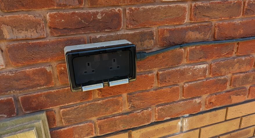 A new outdoor socket installed with Type A RCD protection by a registered electrician in Chippenham