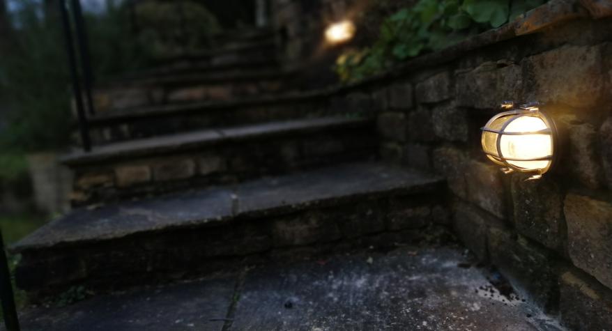New outdoor garden wall lights installed by a registered electrician in Box, Corsham